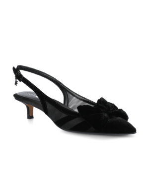 The Goldfinch Kitten Heel - Black Velvet Mesh